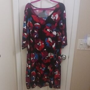 Roz & Ali Multicolor Floral Long Sleeve Dress